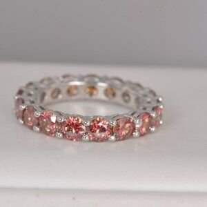 Certified Moissanite Full Eternity Ring Band 925 Sterling NEW